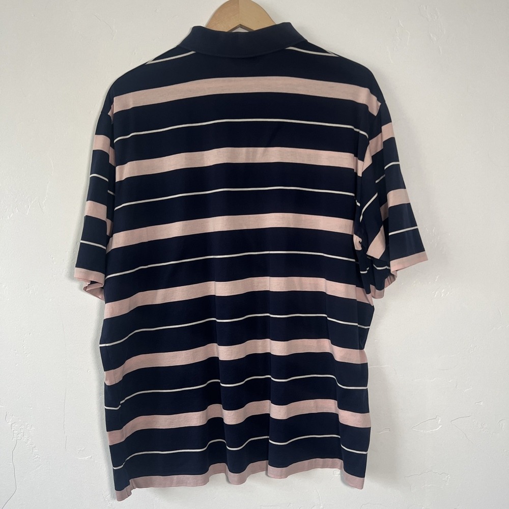 Polo Golf Ralph Lauren Men's XL Navy/Pink Striped 100% Pima Cotton - Picture 3 of 6